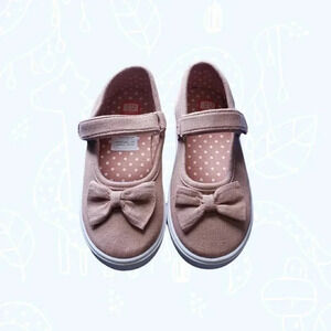 Girl bow decor polka dots liner canvas shoes size 10 pink